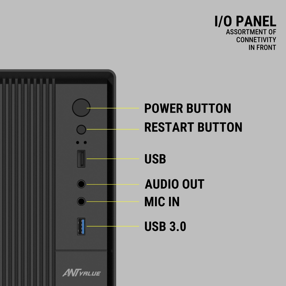 Ant Value Mid Tower Cabinet (M-ATX/M-ITX) VM3P with SMPS view 5